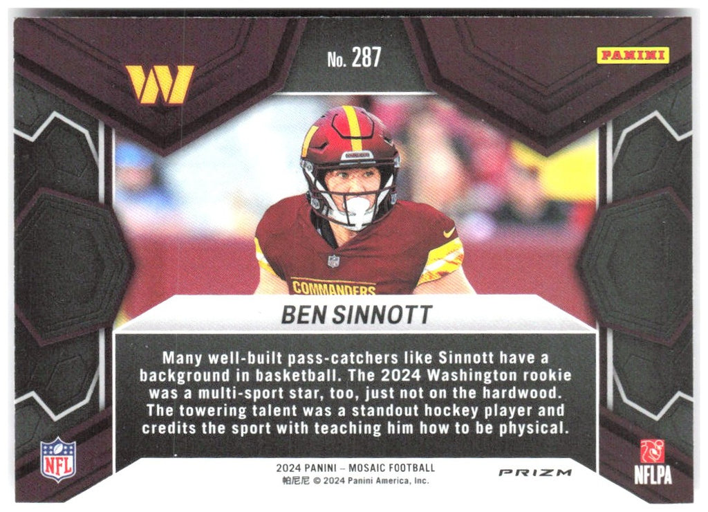 Ben Sinnott Panini Mosaic - Mosaic Camo Pink 287 2024 Washington Commanders