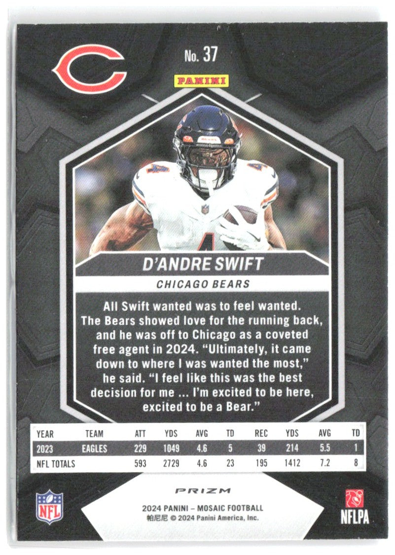 D'Andre Swift Panini Mosaic - Mosaic Camo Pink 37 2024 Chicago Bears