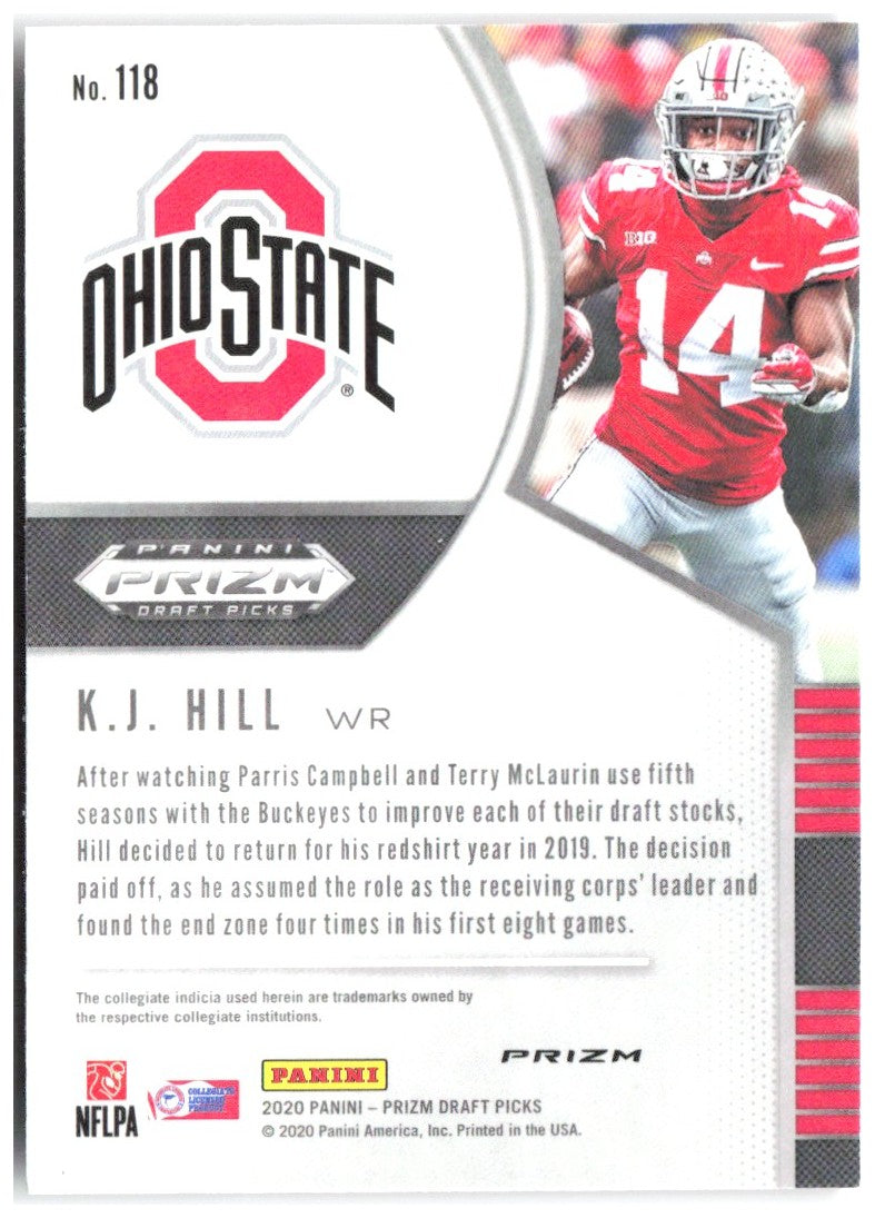 K.J. Hill Panini Prizm Draft Picks - Prizms Red 118 2020 Ohio State Buckeyes