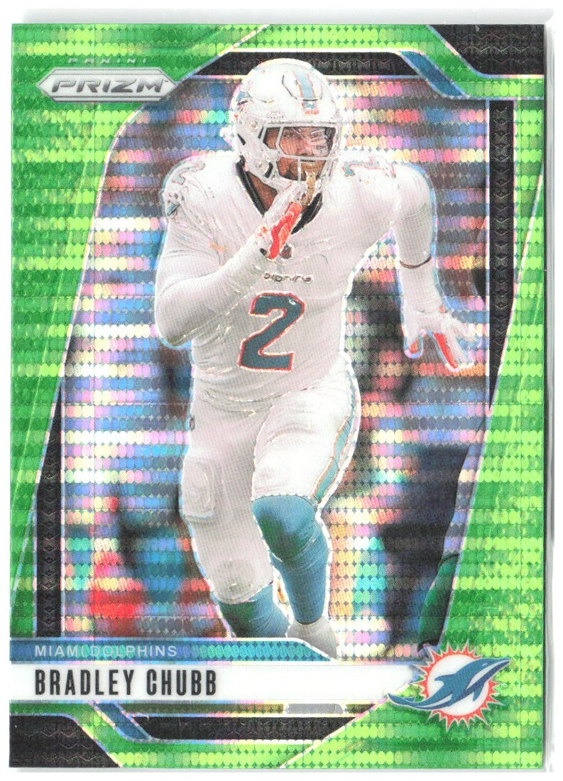Bradley Chubb Panini Prizm - Neon Green Pulsar 181 2024 Miami Dolphins