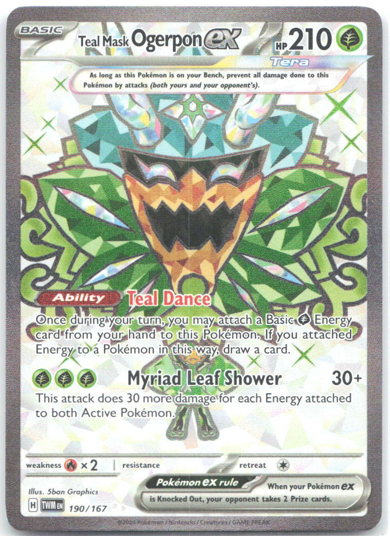 Teal Mask Ogerpon ex Holo Ultra Rare SV06: Twilight Masquerade 190/167 NM 5ban Graphics
