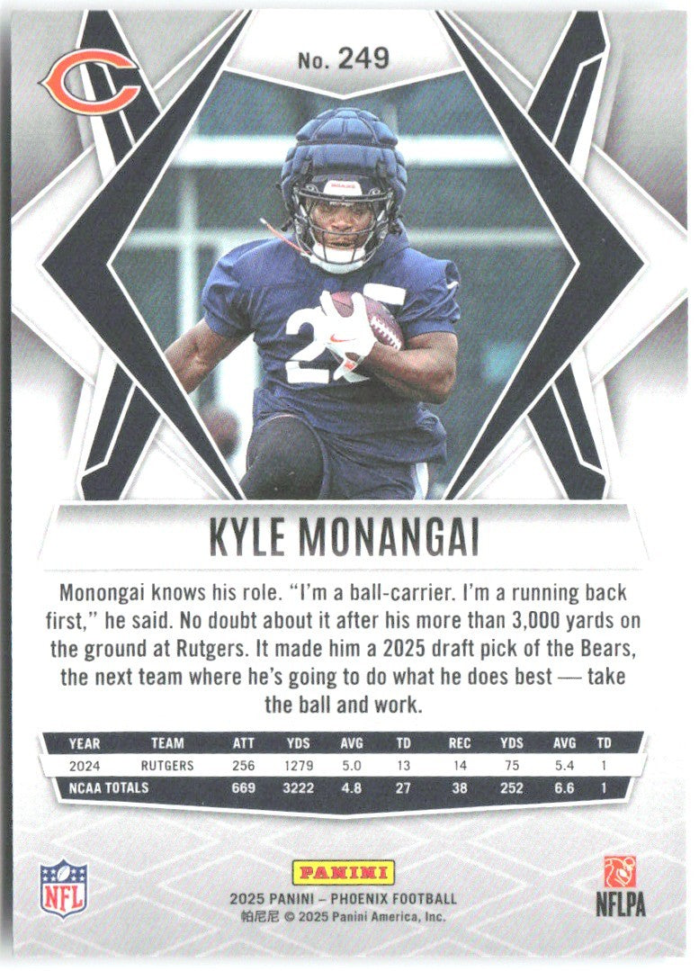 Kyle Monangai Panini Phoenix - Silver Hyper Prizm 249 2025 Chicago Bears
