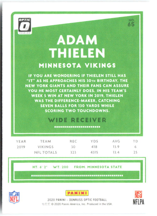 Adam Thielen Donruss Optic 65 2020 Minnesota Vikings