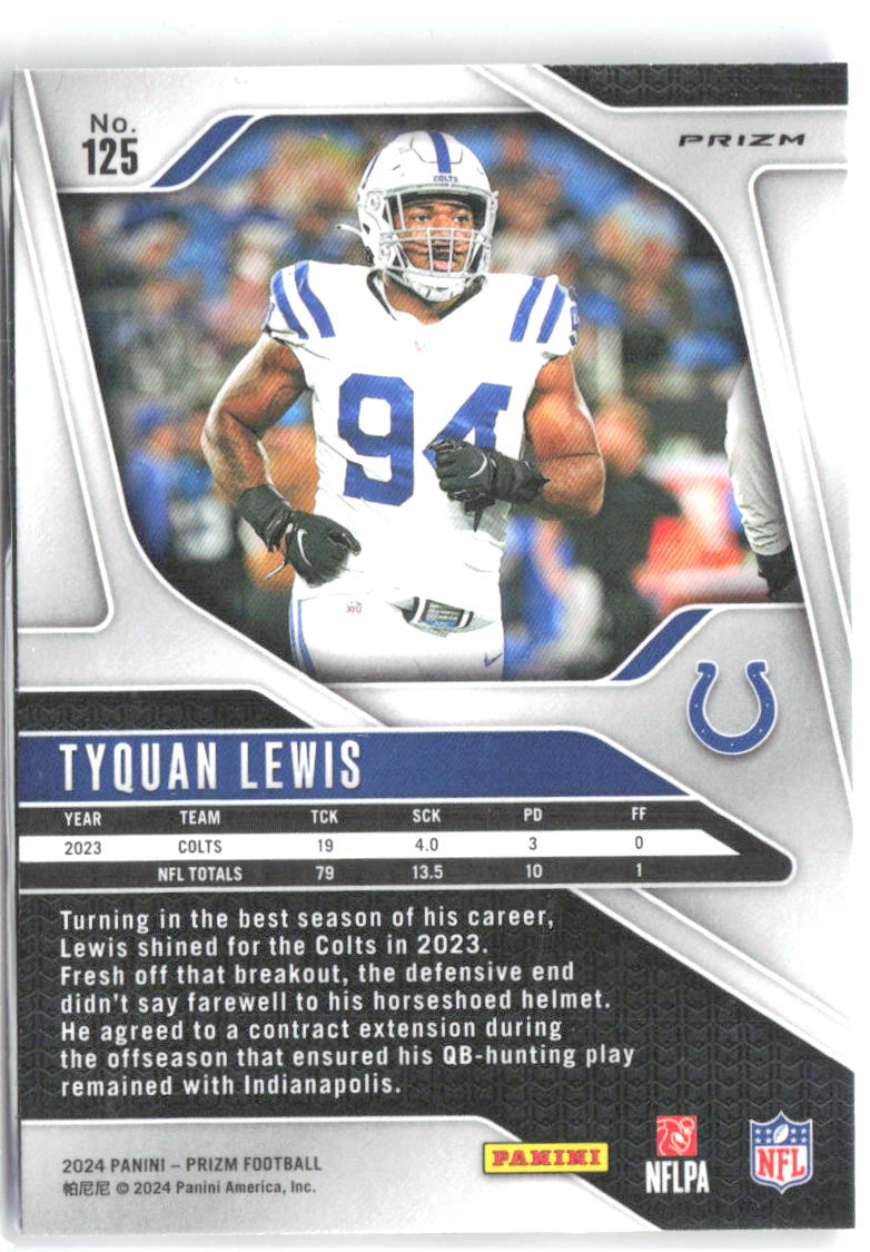 Tyquan Lewis Panini Prizm - Red White and Blue 125 2024 Indianapolis Colts