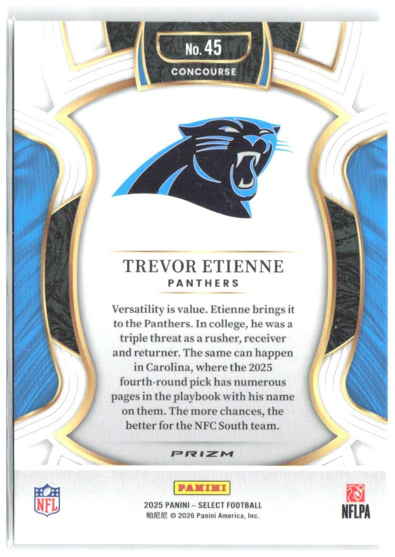 Trevor Etienne Select - Black and Green Prizm Shock 45 2025 Carolina Panthers