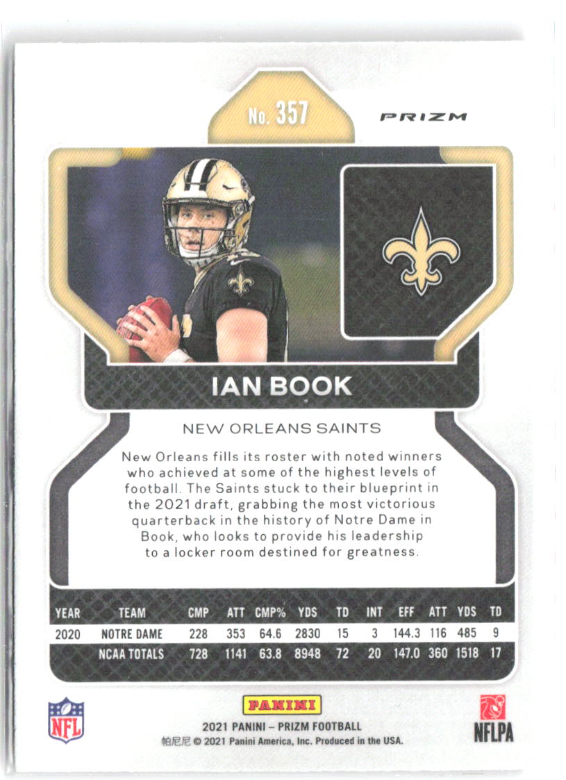 Ian Book Panini Prizm - Red 357 2021 New Orleans Saints