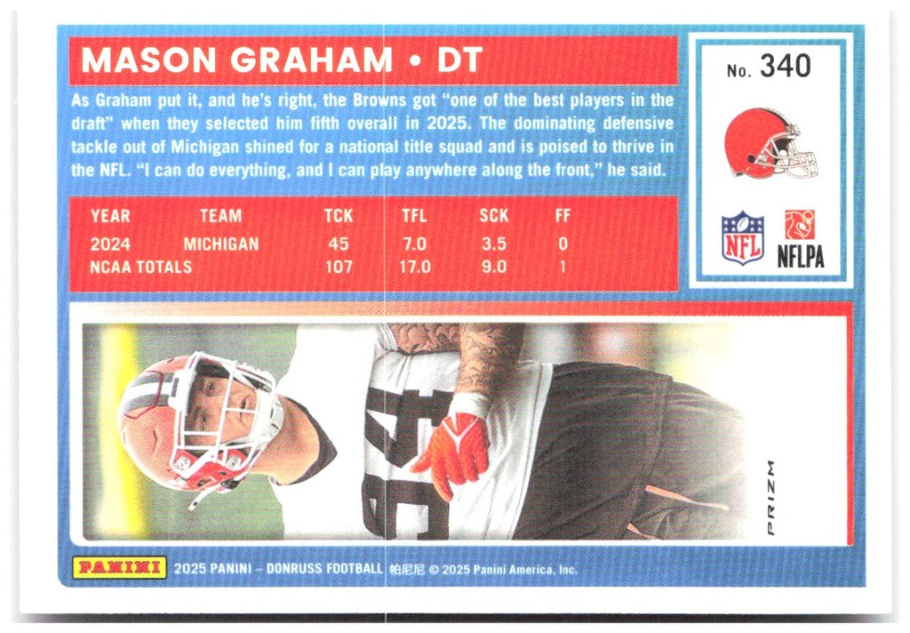 Mason Graham Donruss Optic Rated Rookies Preview Pink 340 2025 Cleveland Browns