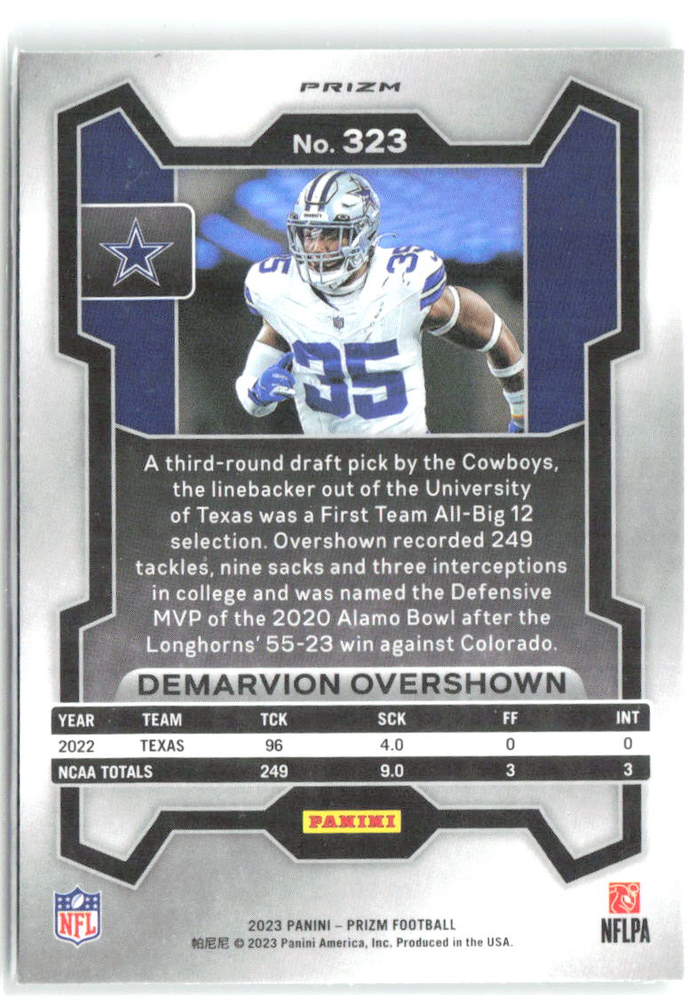 Demarvion Overshown Panini Prizm - Neon Green Pulsar 323 2023 Dallas Cowboys