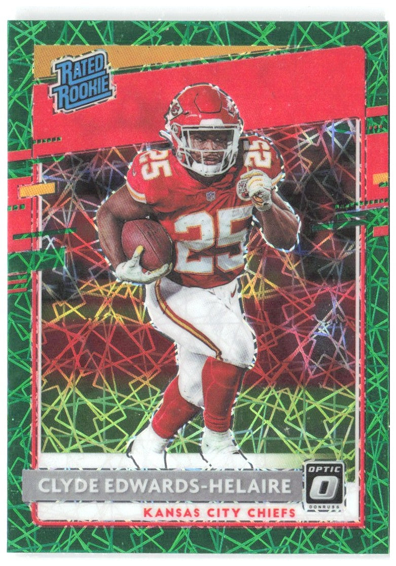 Clyde Edwards-Helaire Donruss Optic - Green Velocity 171 2020 Kansas City Chiefs