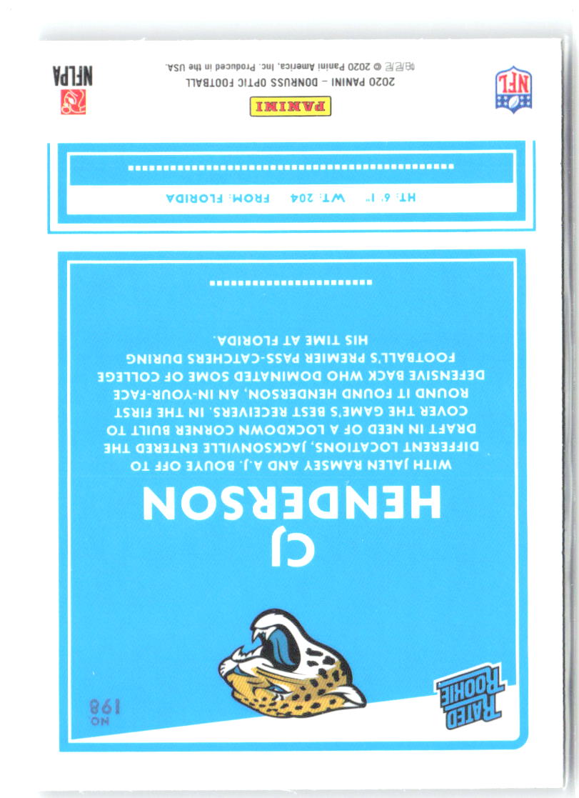 CJ Henderson Donruss Optic 198 2020 Jacksonville Jaguars RC