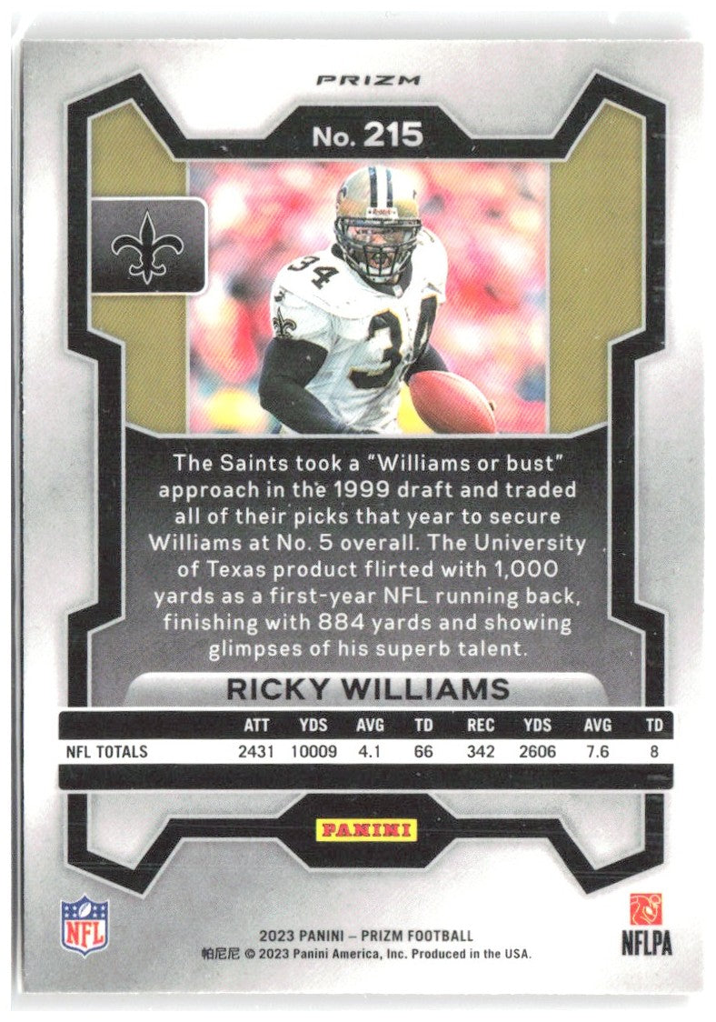 Ricky Williams Panini Prizm - Disco 215 2023 New Orleans Saints
