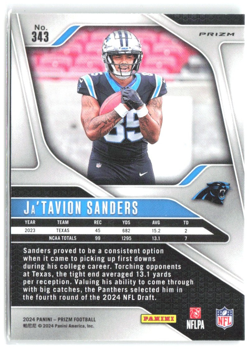 Ja'Tavion Sanders Panini Prizm - Green 343 2024 Carolina Panthers