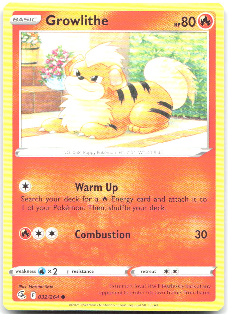 Growlithe Common SWSH08 Fusion Strike 032/264 NM Narumi Sato