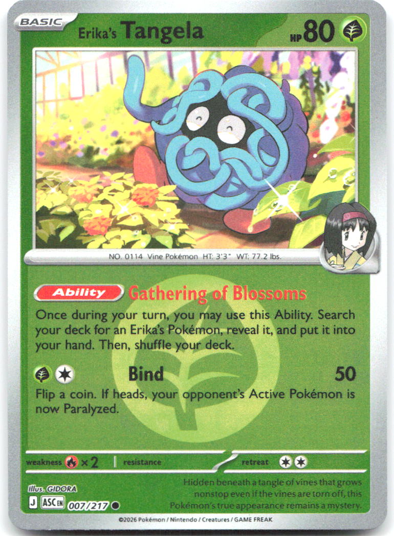 Erika's Tangela Energy Symbol Pattern Reverse Holo ME Ascended Heroes 007/217 NM