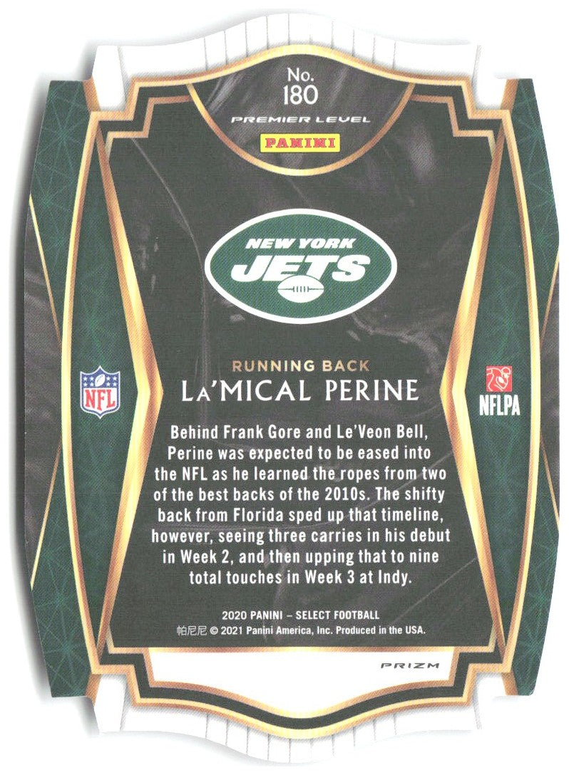 La'Mical Perine Panini Select - Purple Prizm Die Cut 180 2020 New York Jets
