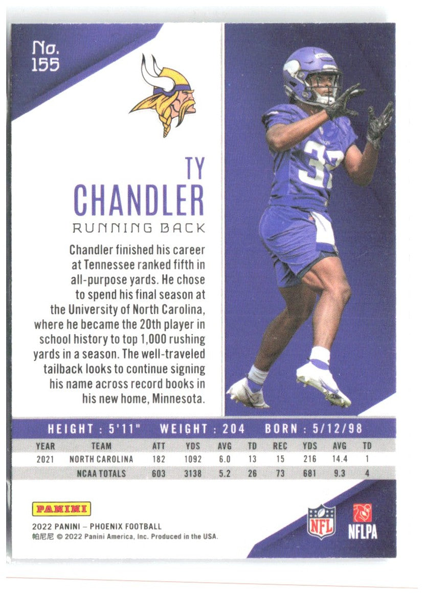 Ty Chandler Panini Phoenix - Silver 155 2022 Minnesota Vikings