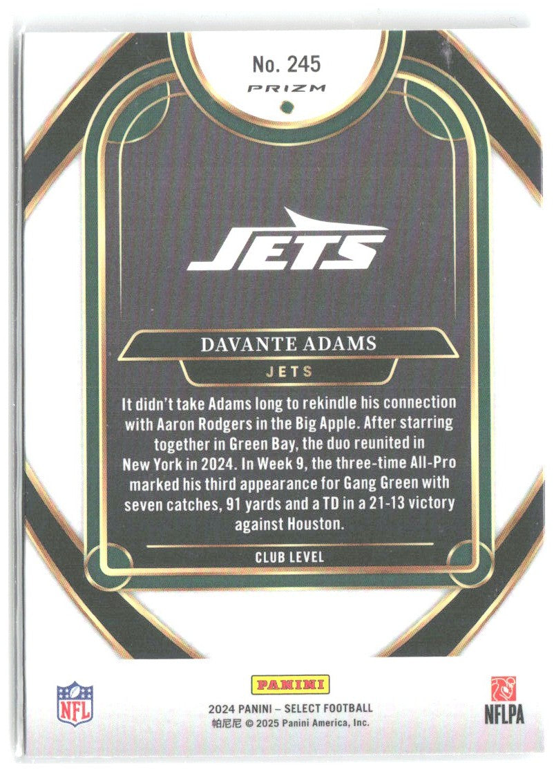 Davante Adams Panini Select - Red & Yellow Prizm Shock 245 2024 New York Jets