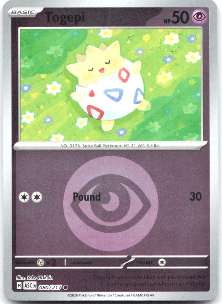 Togepi Energy Symbol Reverse Holo Ascended Heroes 080/217 NM Yoko Hishida