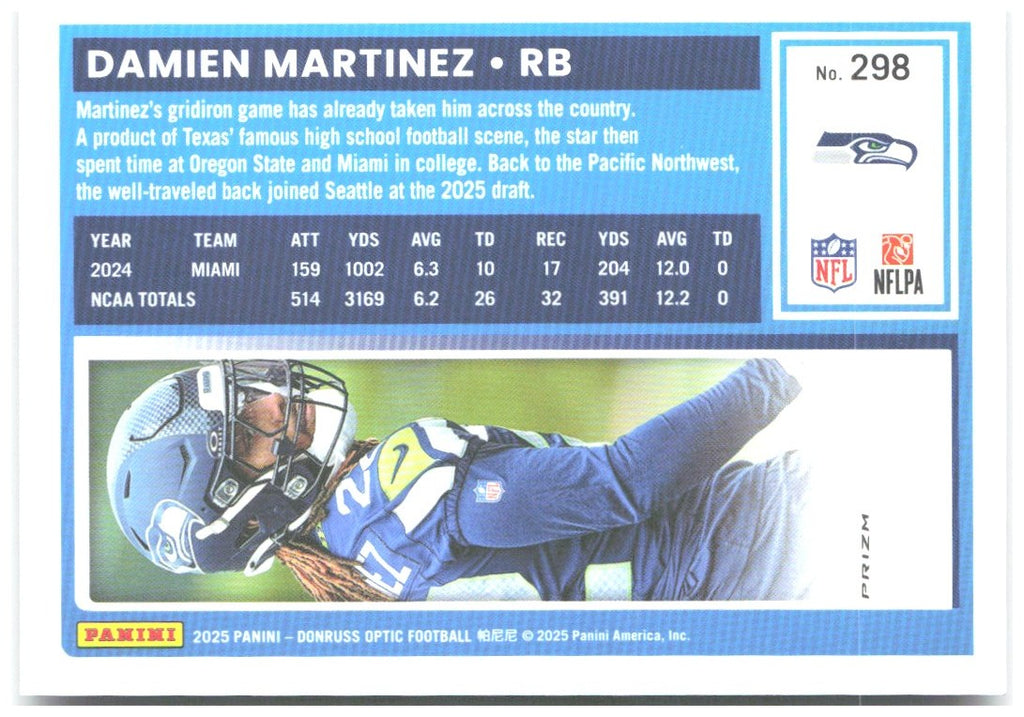 Damien Martinez Donruss Optic - Purple Shock 298 2025 Seattle Seahawks
