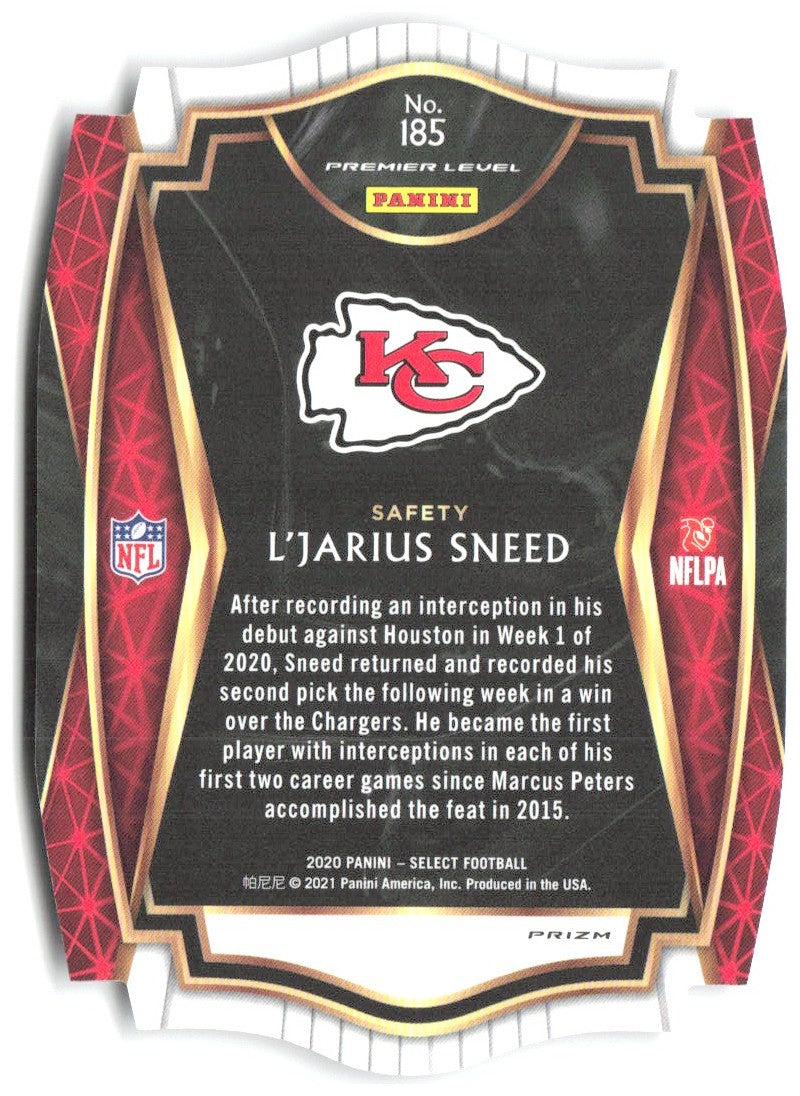 L'Jarius Sneed Panini Select - Purple Prizm Die Cut 185 2020 Kansas City Chiefs
