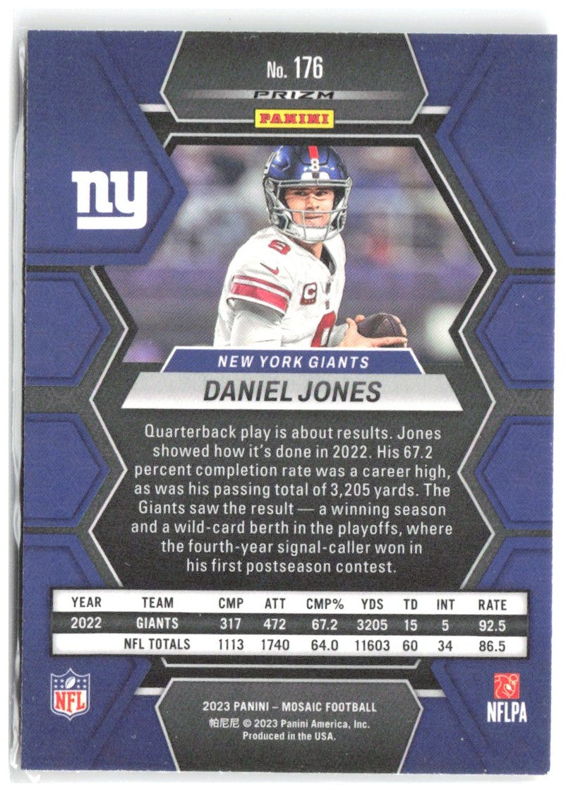 Daniel Jones Panini Mosaic - Red Mosaic 176 2023 New York Giants