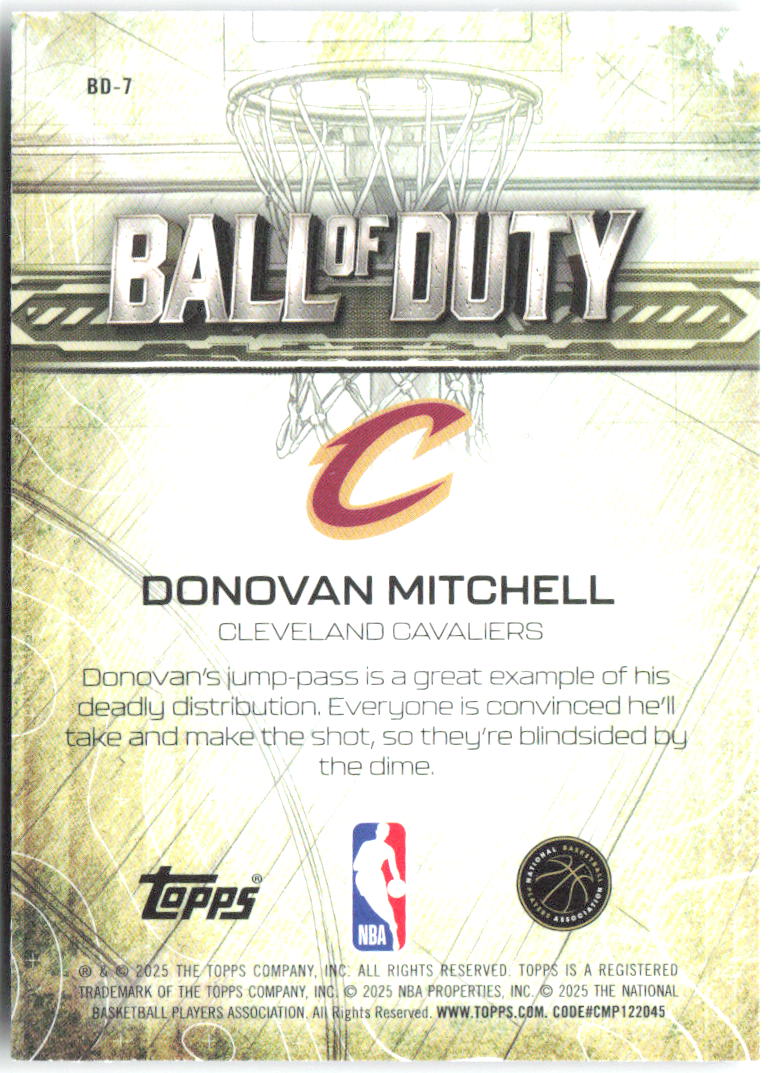 Donovan Mitchell Topps Chrome - Ball of Duty BD-7 2025-26 Cleveland Cavaliers