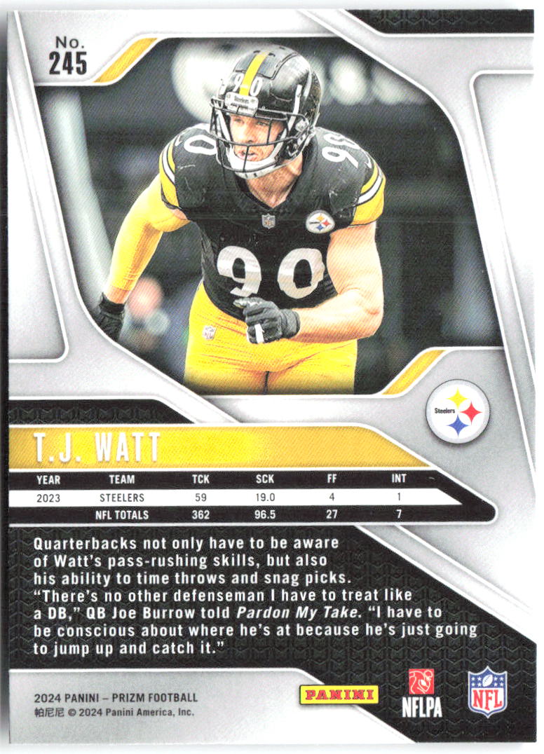 T.J. Watt Panini Prizm 245 2024 Pittsburgh Steelers