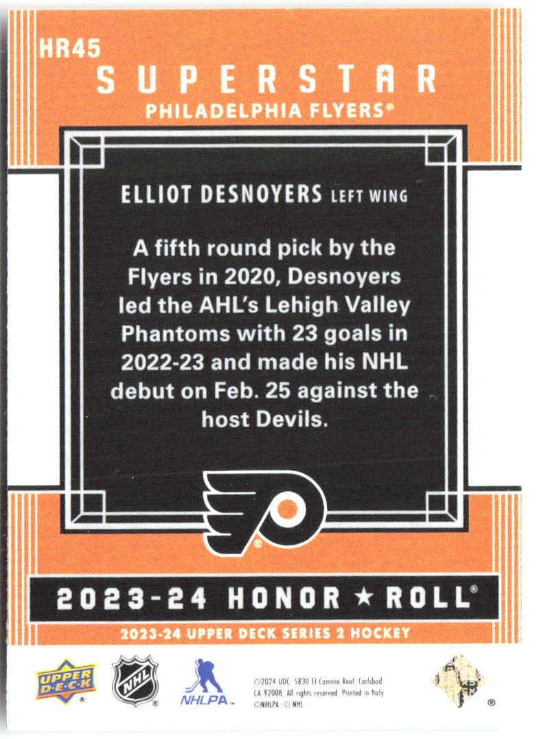 Elliot Desnoyers Upper Deck - Honor Roll HR45 2023-24 Philadelphia Flyers