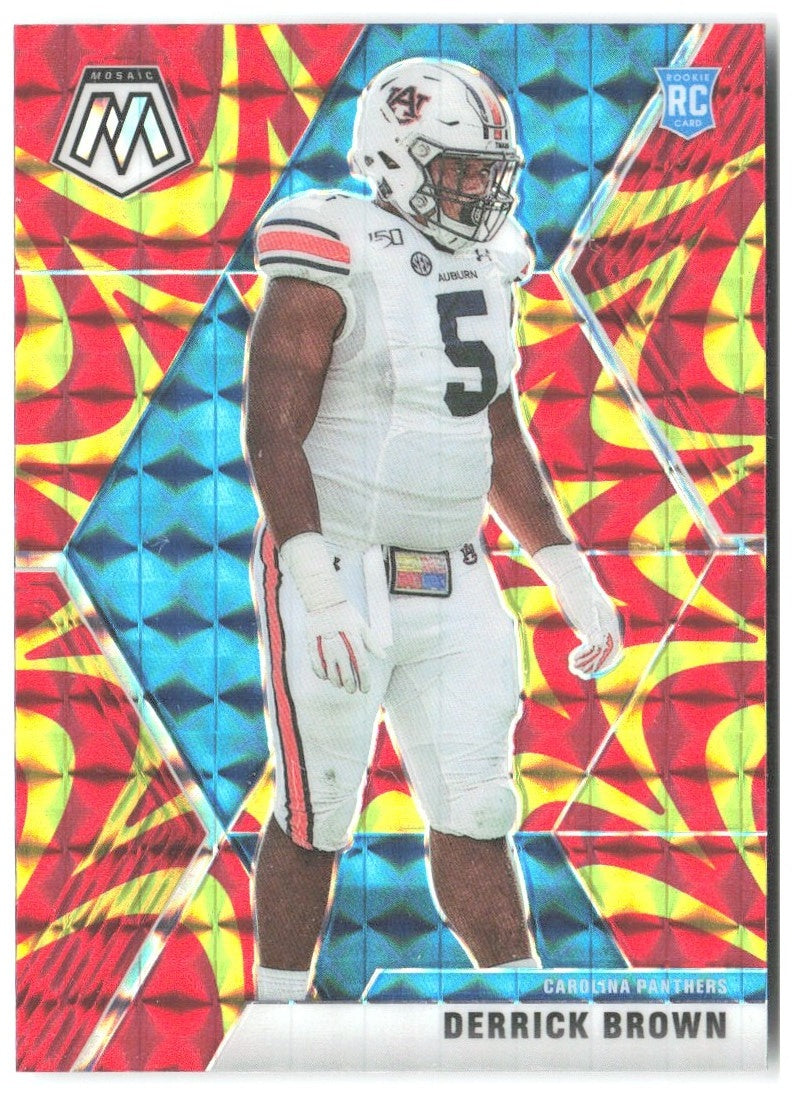 Derrick Brown Panini Mosaic - Prizm Reactive Gold 244 2020 Carolina Panthers