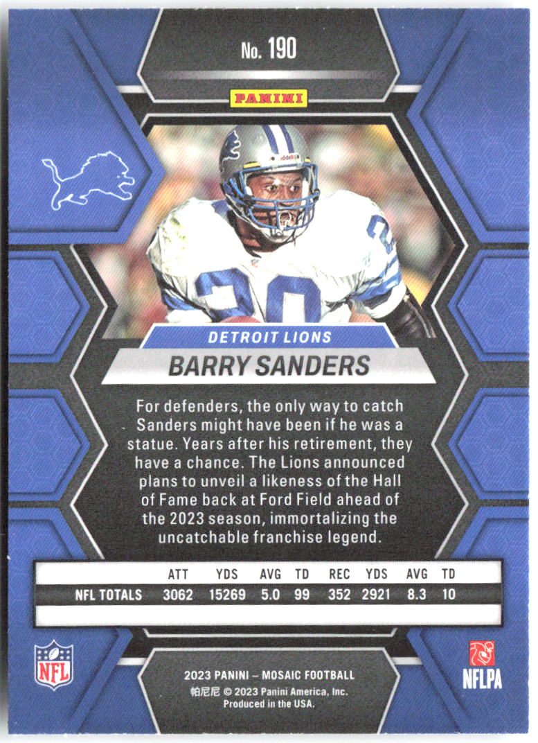 Barry Sanders Panini Mosaic 190 2023 Detroit Lions