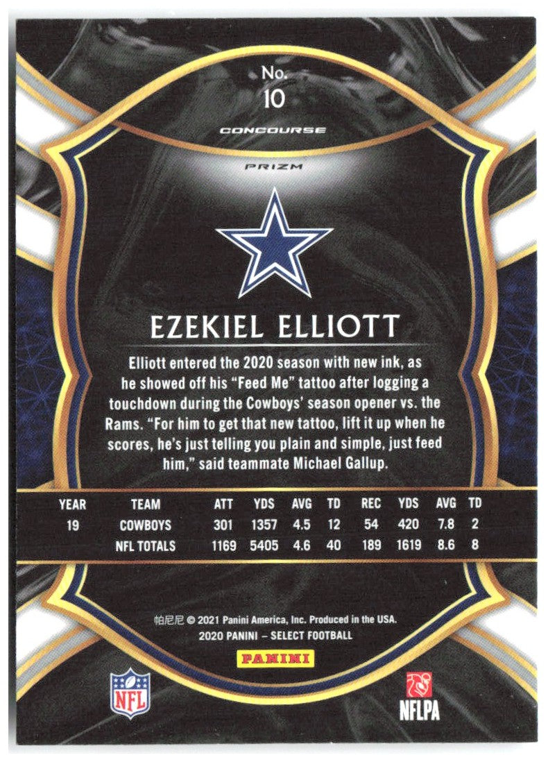 Ezekiel Elliott Panini Select - Silver Prizm 10 2020 Dallas Cowboys