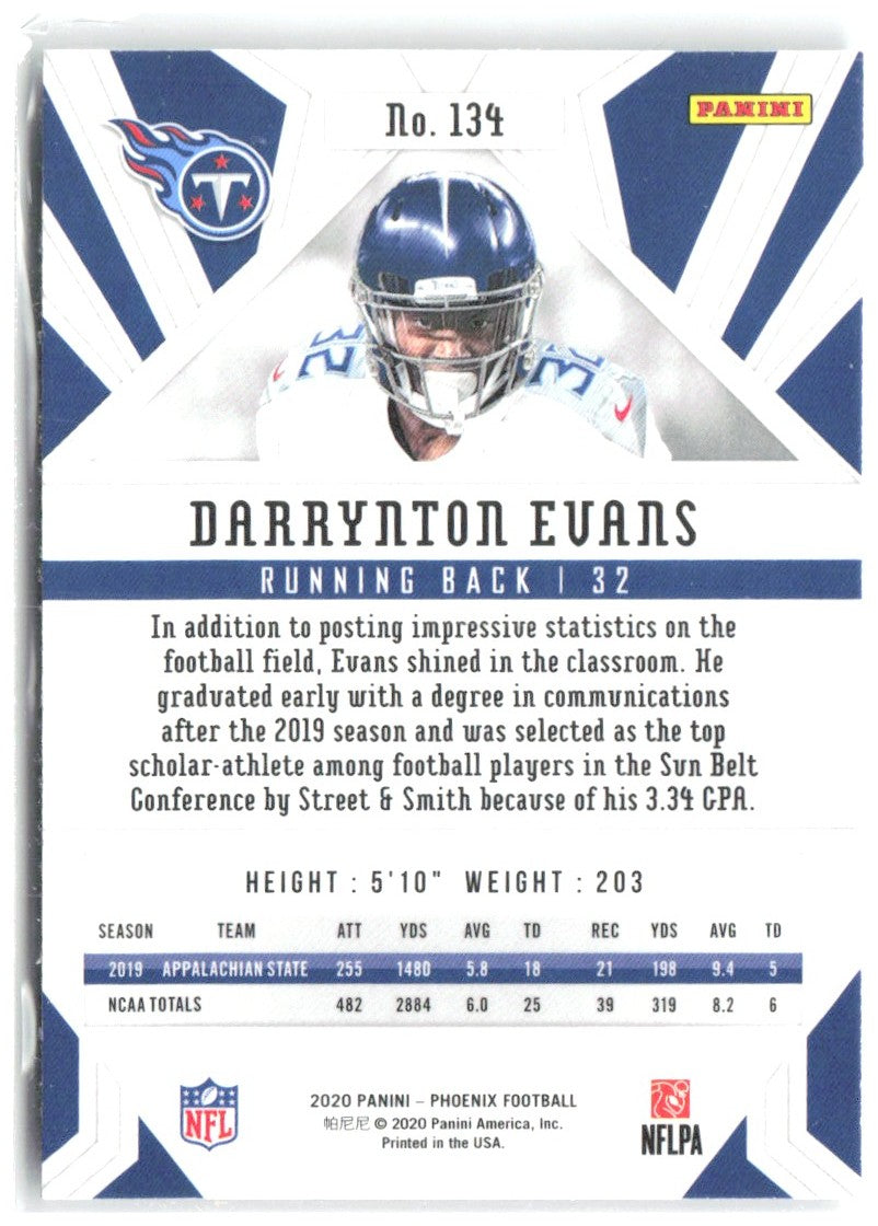 Darrynton Evans Panini Phoenix - Fire Burst 134 2020 Tennessee Titans