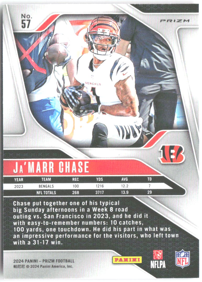 Ja'Marr Chase Panini Prizm - Pink 57 2024 Cincinnati Bengals