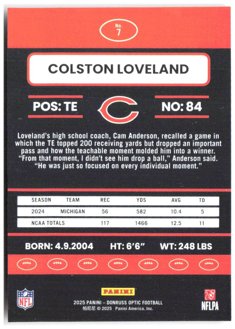 Colston Loveland Donruss Optic - 2015 Retro 7 2025 Chicago Bears