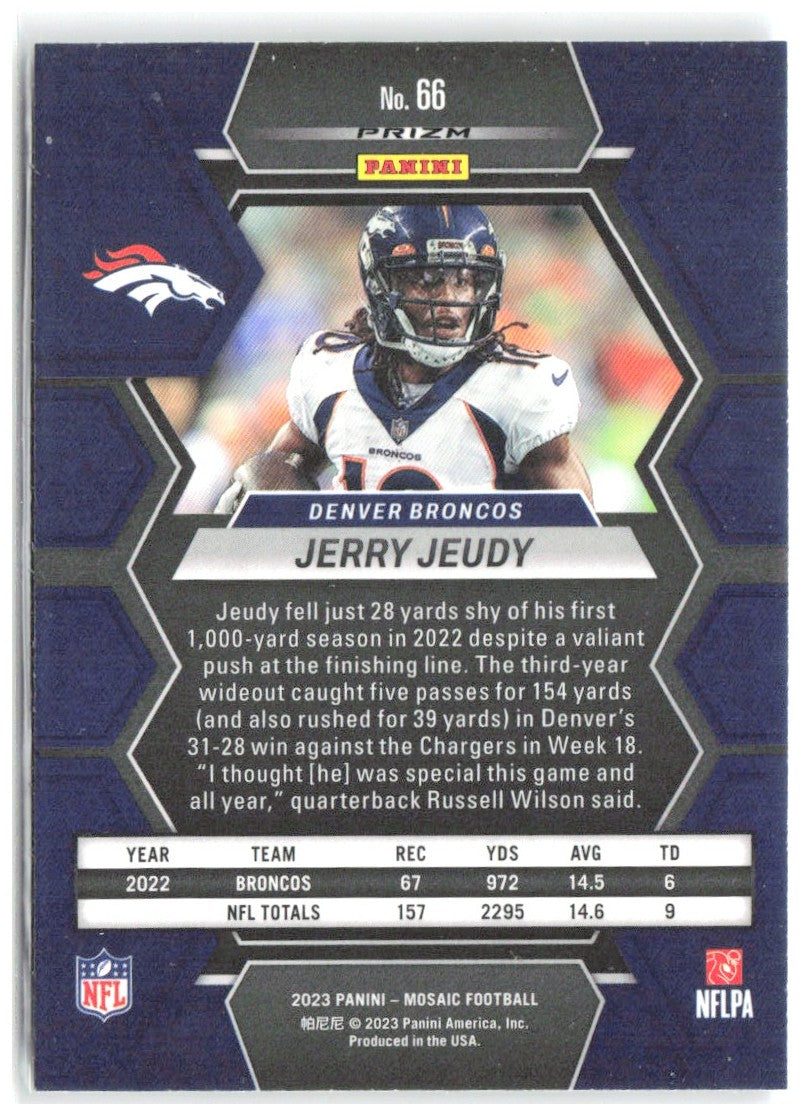 Jerry Jeudy Panini Mosaic - Silver 66 2023 Denver Broncos