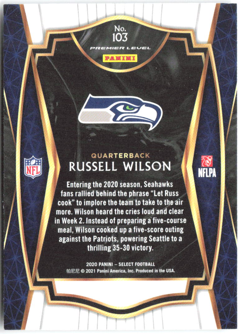Russell Wilson Panini Select 103 2020 Seattle Seahawks