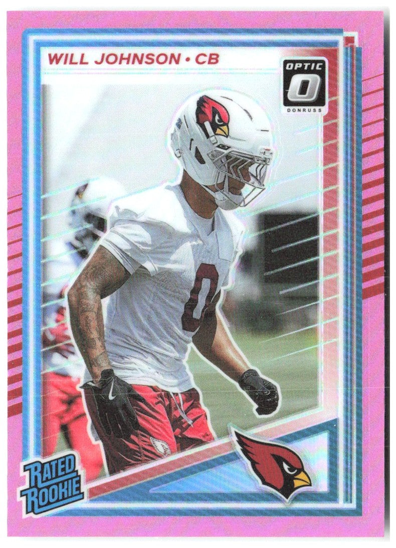 Will Johnson Donruss Optic Rated Rookies Preview Pink 396 2025 Arizona Cardinals