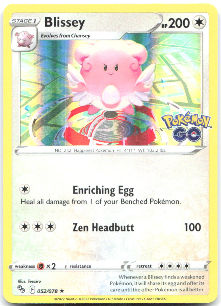 Blissey Holo Rare Pokemon GO 052/078 NM Teeziro