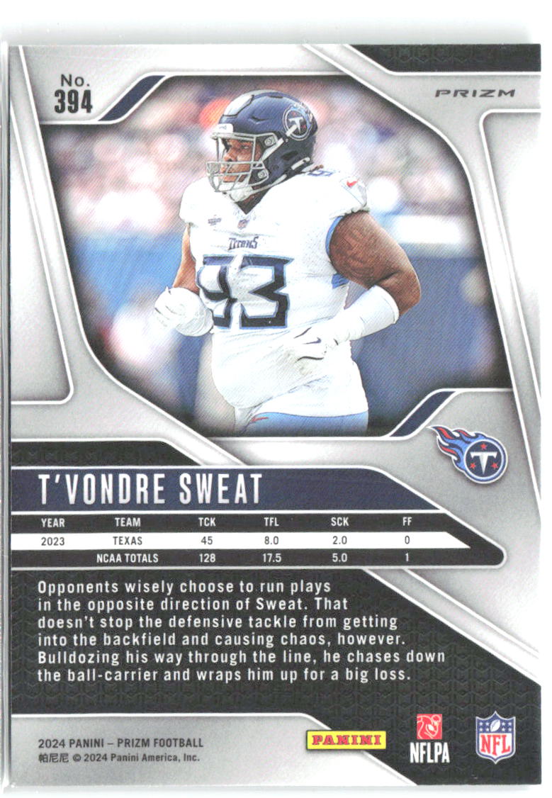 T'Vondre Sweat Panini Prizm - Green Wave 394 2024 Tennessee Titans