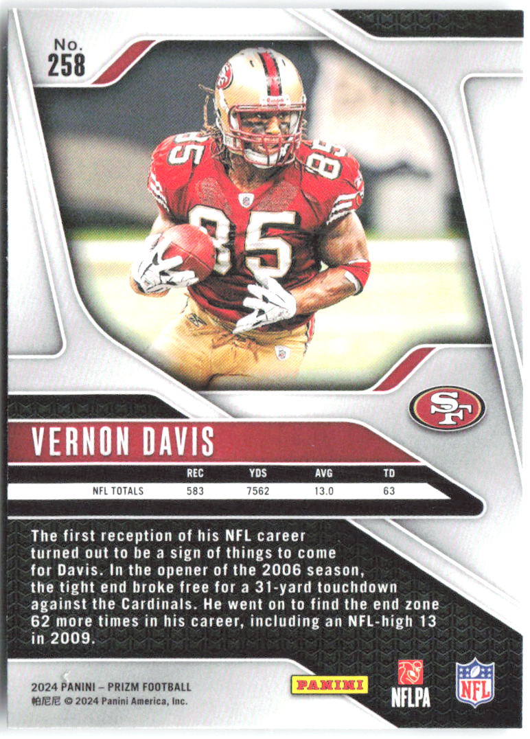 Vernon Davis Panini Prizm 258 2024 San Francisco 49ers