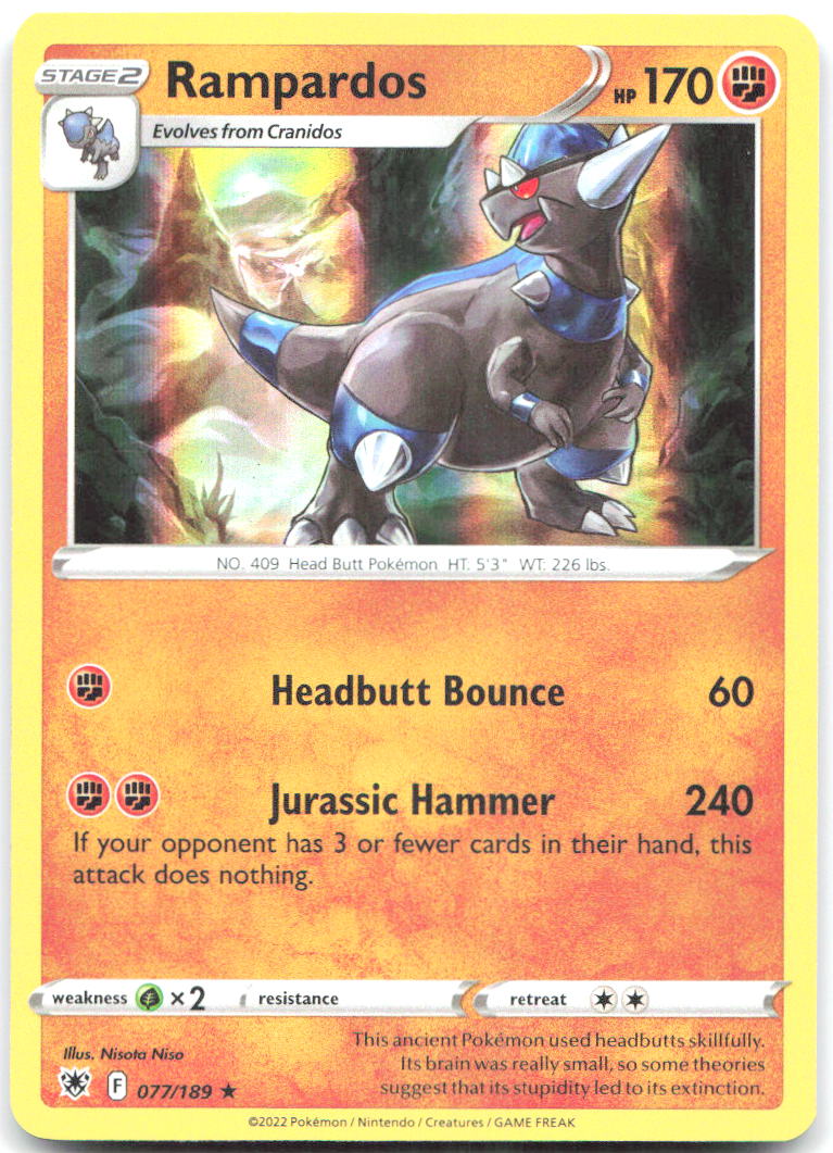 Rampardos Holo Rare SWSH10 Astral Radiance 077/189 NM Nisota Niso