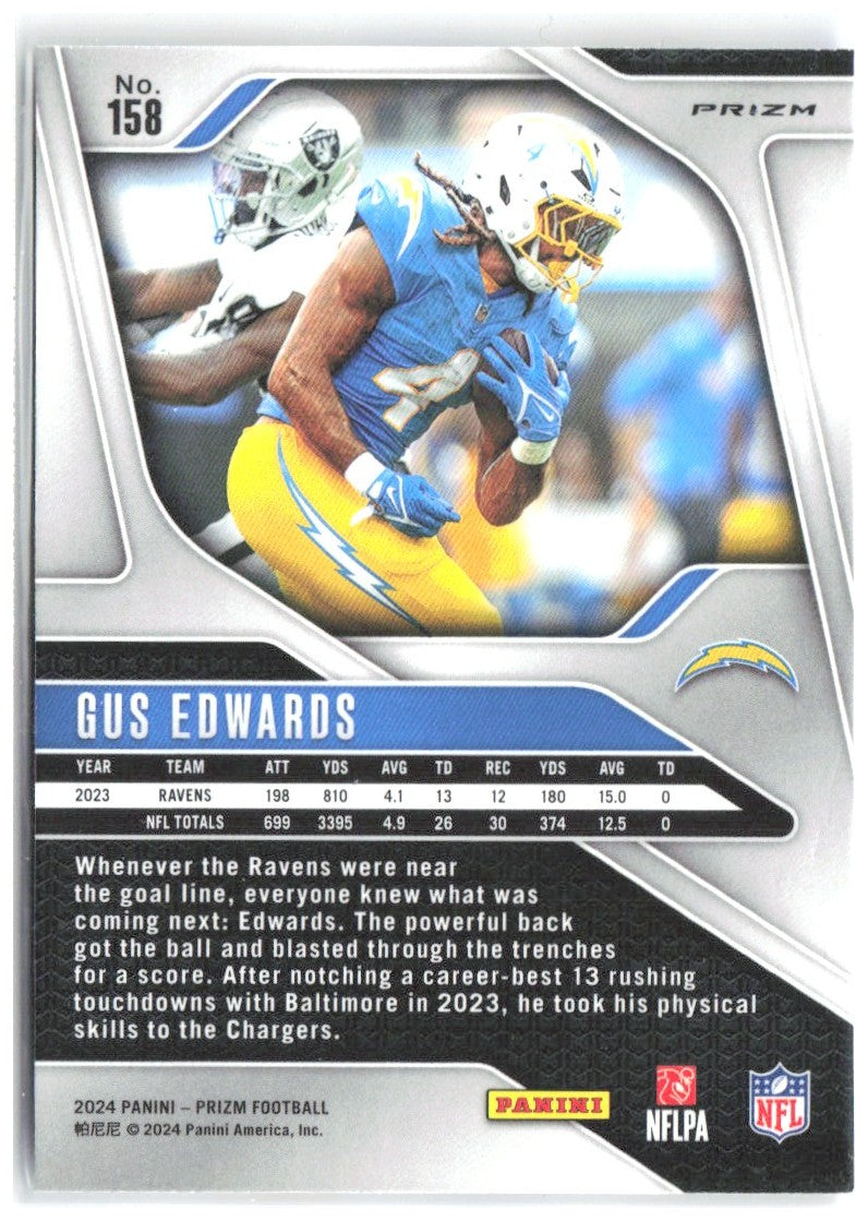 Gus Edwards Panini Prizm - Red White and Blue 158 2024 Los Angeles Chargers
