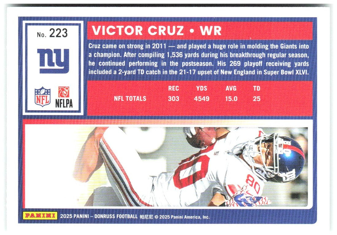 Victor Cruz Donruss - Press Proofs Green 223 2025 New York Giants