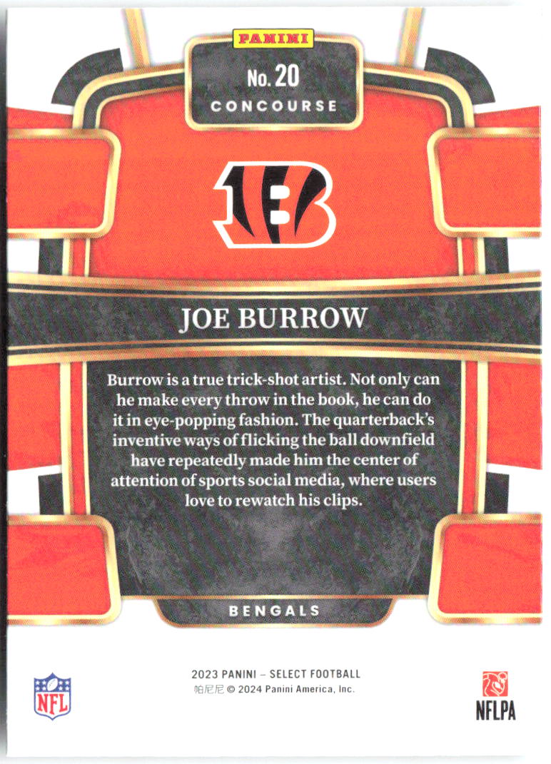 Joe Burrow Panini Select 20 2023 Cincinnati Bengals