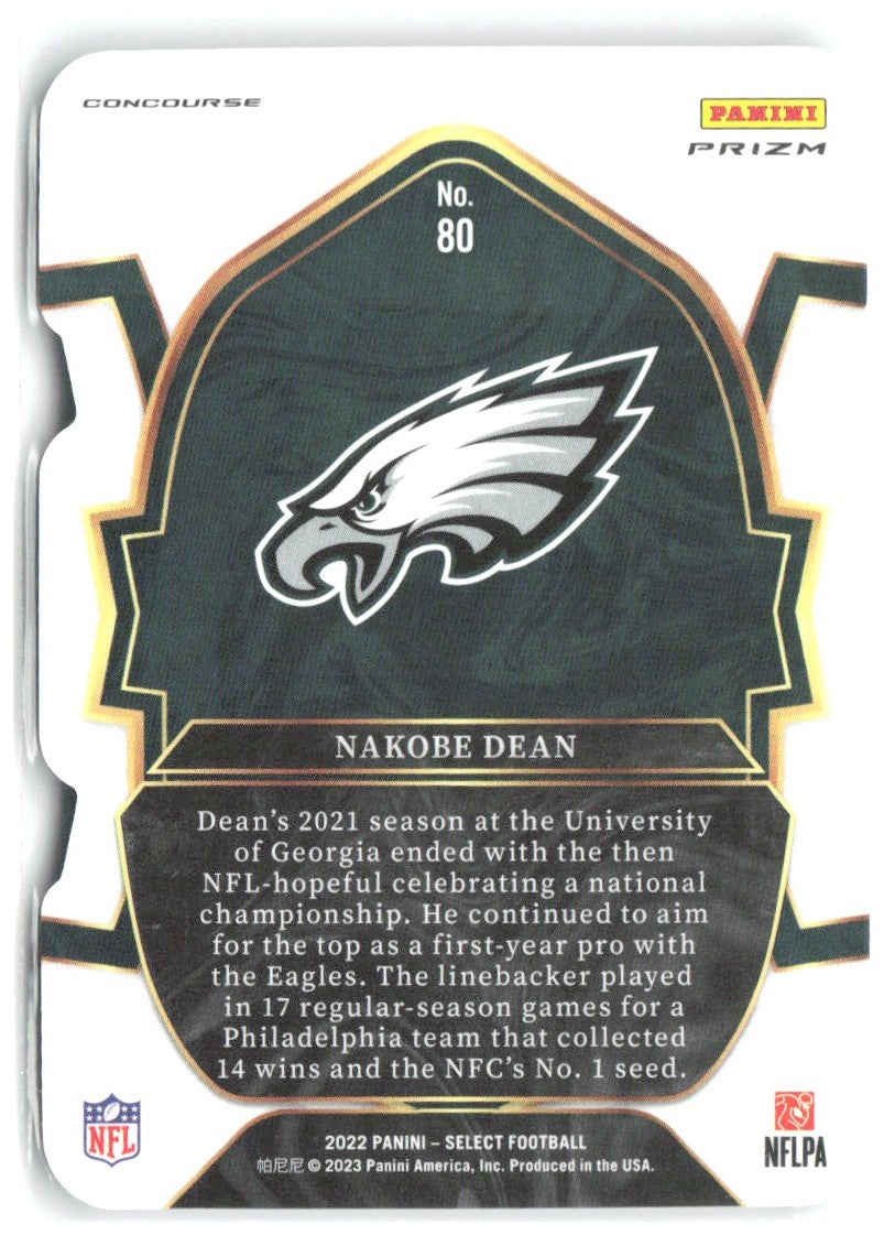Nakobe Dean Select - Green and Yellow Prizm Die Cut 80 2022 Philadelphia Eagles
