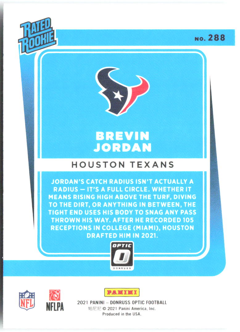 Brevin Jordan Base Donruss Optic 288 NM