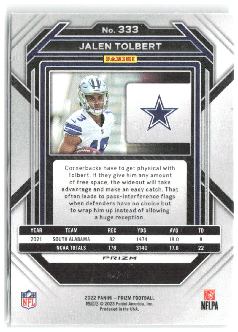 Jalen Tolbert Panini Prizm - Silver 333 2022 Dallas Cowboys