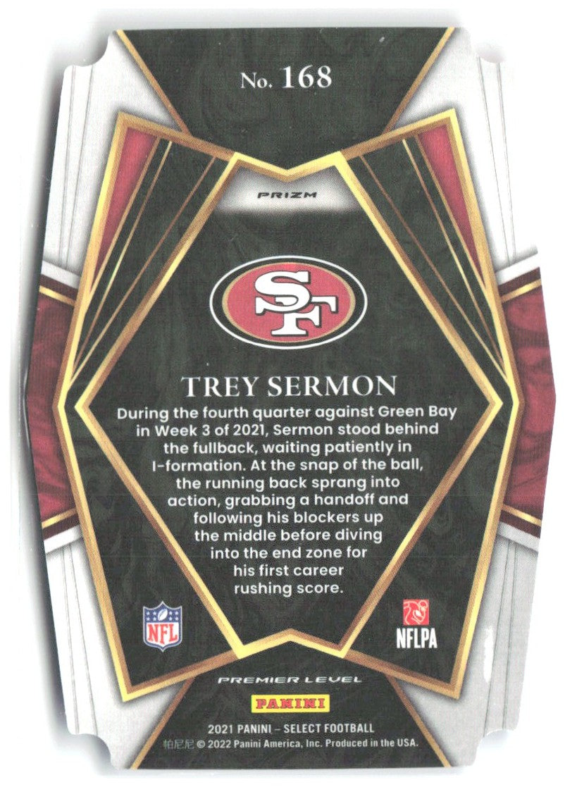 Trey Sermon Select - Red and Blue Prizm Die Cut 168 2021 San Francisco 49ers