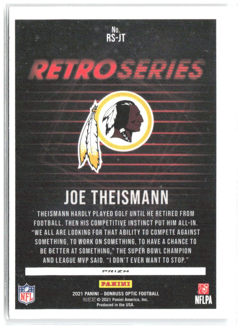 Joe Theismann Donruss Optic - Retro Series RS-JT 2021 Washington Redskins