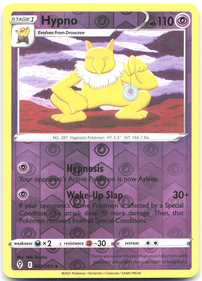 Hypno Reverse Holo Uncommon SWSH07 Evolving Skies 062/203 NM Miki Tanaka